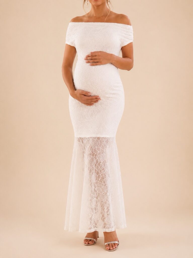Vestido de Maternidad Blanco de Encaje