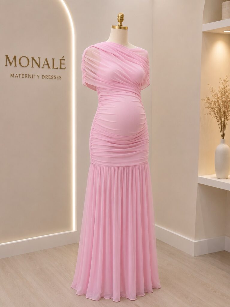 Vestido de Maternidad Rosa con Sobrecapa