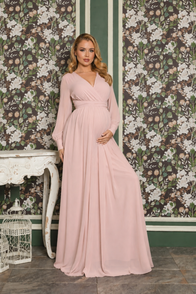 Vestido maternal rosa palo